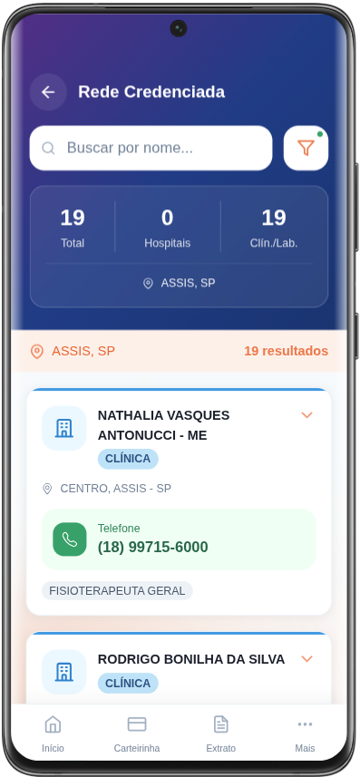 Consulta à rede credenciada no aplicativo VitaPlena Saúde